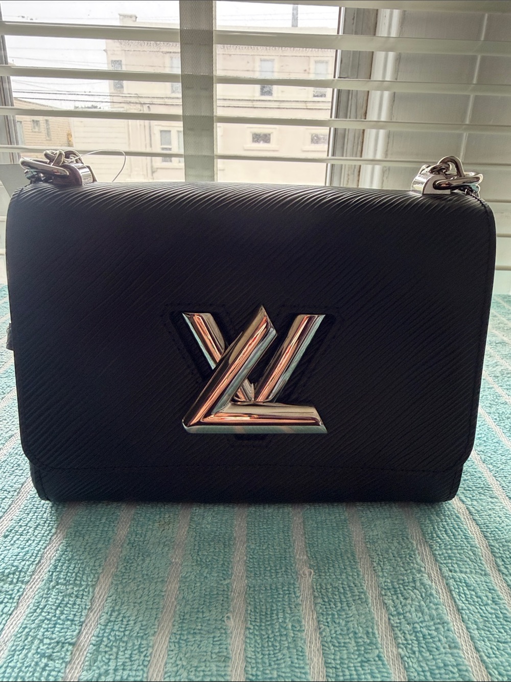 Louis Vuitton Black Epi Leather Chain Crossbody Bag with Silver Hardware
